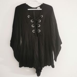 Black lace up romper by selfie leslie size medium